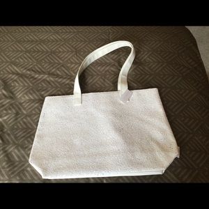 Clinique White Glitter Medium Sized Tote Bag NWT
